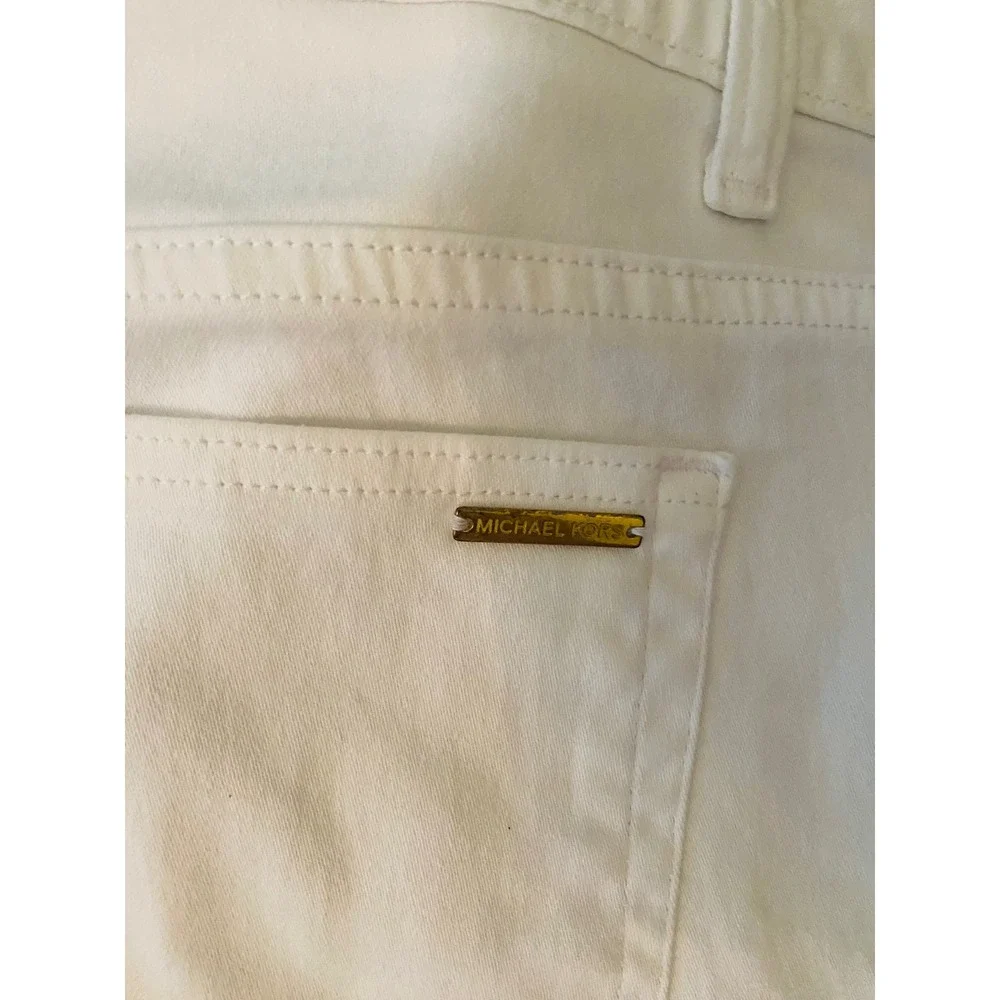 Michael Kors sz 14 White Scalloped Grommet Hem Cropped‎ Straight Leg Jeans